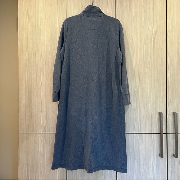 LL Bean Ultrasoft Sweatshirt Zip Robe | Charcoal Blue Heather | Petite Medium - Picture 5 of 10